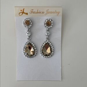 Elegant Brown and Silver Drop Earrings